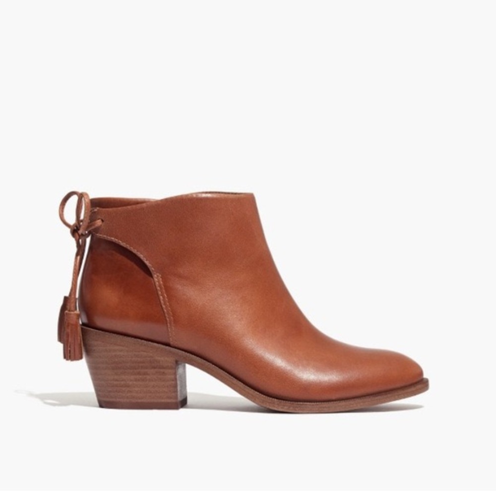 Madewell et Sezane low-heel tassel boots sz 8